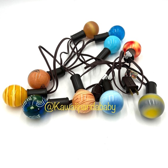 Rare Vintage Handpainted Solar System Planets Outer Space Glass String Lights - Picture 2 of 8